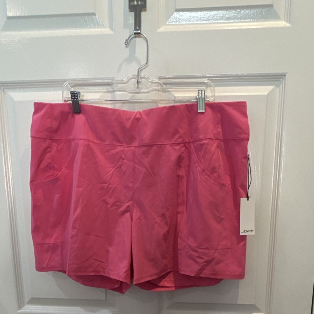 NWT Jofit Women's Athletic Pull On Shorts Pink UPF 50+ 5.25" Inseam TB052-CCV